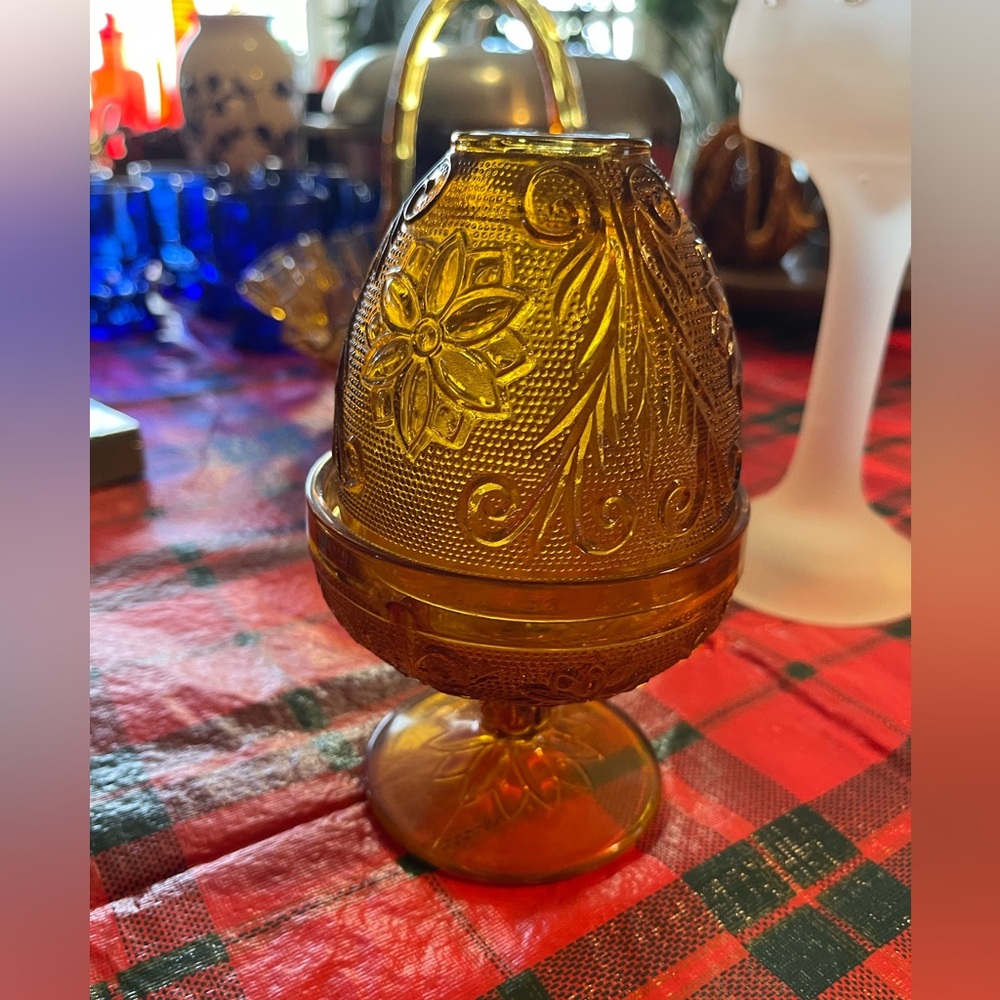 Indiana Glass Amber Tiara Fairy Lamp